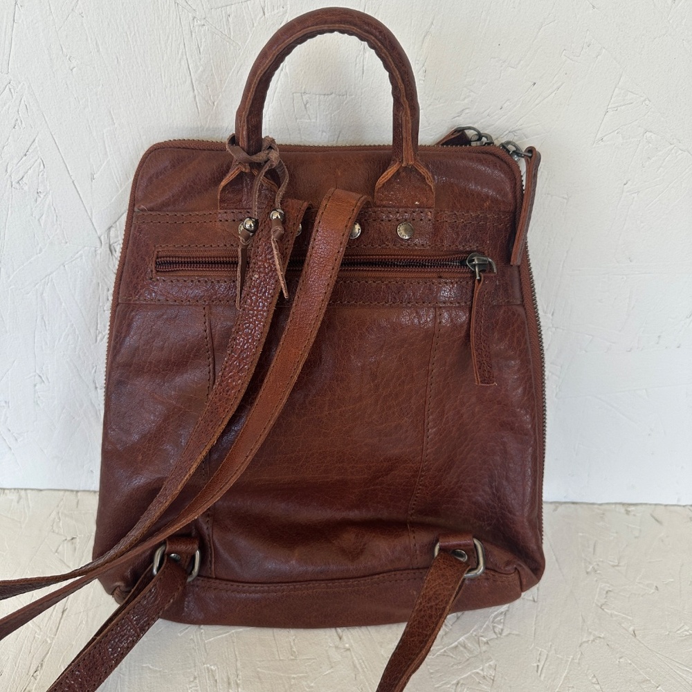 Spikes and Sparrow Texas Leather Backpack in Brandy Cognac - Picture 9 of 14